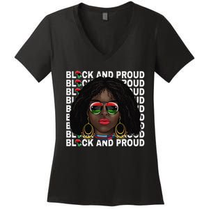 Black and Proud Melanin Black History Juneteenth 1865 Women's V-Neck T-Shirt