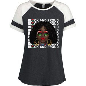 Black and Proud Melanin Black History Juneteenth 1865 Enza Ladies Jersey Colorblock Tee