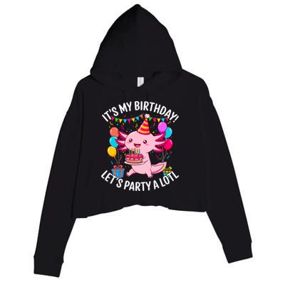 Birthday Axolotl Party Kawaii Axolotl  Crop Fleece Hoodie
