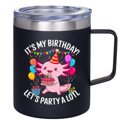 Birthday Axolotl Party Kawaii Axolotl  12oz Stainless Steel Coffee Mug
