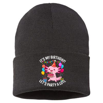 Birthday Axolotl Party Kawaii Axolotl  Sustainable Knit Beanie