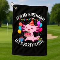 Birthday Axolotl Party Kawaii Axolotl  Golf Towel