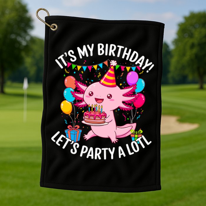 Birthday Axolotl Party Kawaii Axolotl  Golf Towel