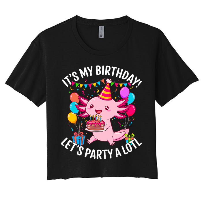 Birthday Axolotl Party Kawaii Axolotl  Women's Crop Top Tee