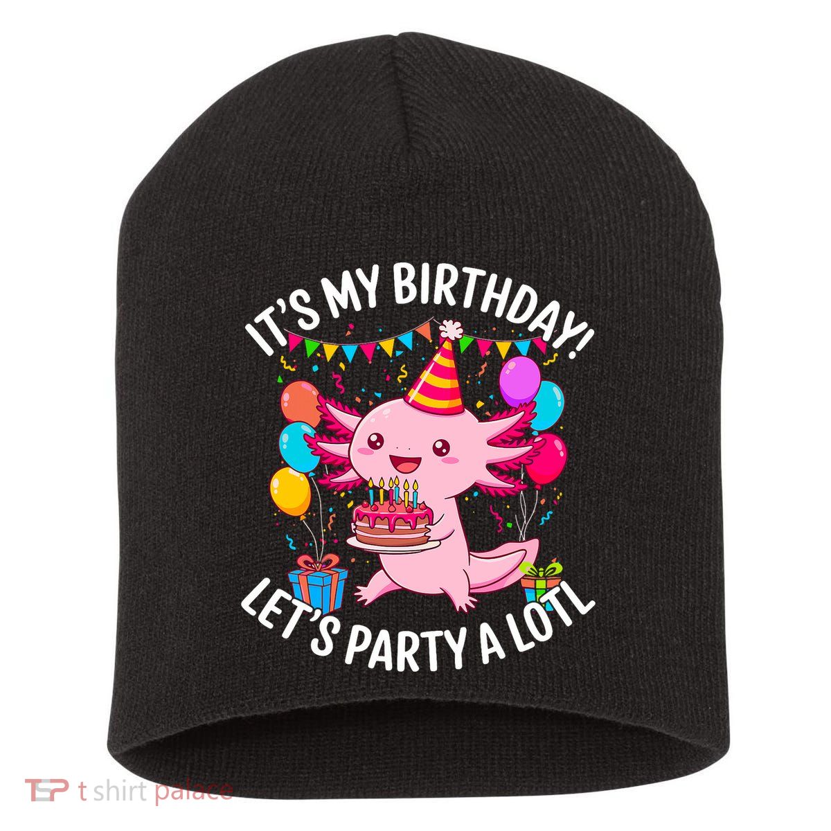 Birthday Axolotl Party Kawaii Axolotl  Short Acrylic Beanie