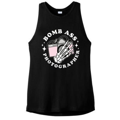 Bomb Ass Photographer Groovy Ladies PosiCharge Tri-Blend Wicking Tank