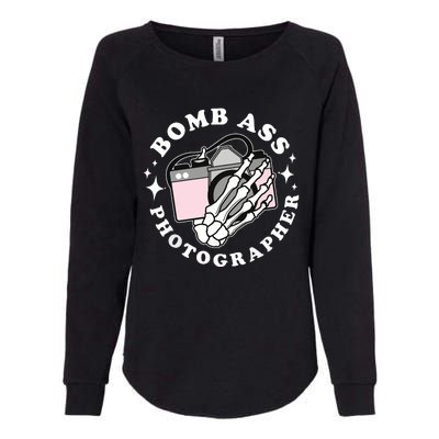 Bomb Ass Photographer Groovy Womens California Wash Sweatshirt