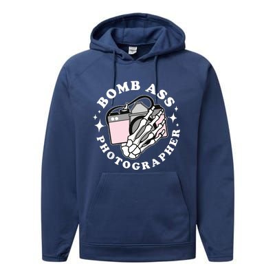 Bomb Ass Photographer Groovy Performance Fleece Hoodie