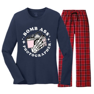 Bomb Ass Photographer Groovy Women's Long Sleeve Flannel Pajama Set 