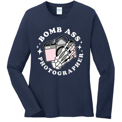 Bomb Ass Photographer Groovy Ladies Long Sleeve Shirt