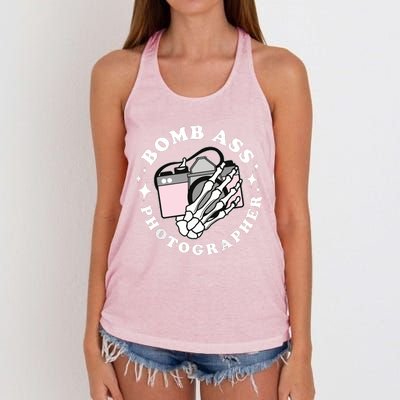 Bomb Ass Photographer Groovy Women's Knotted Racerback Tank