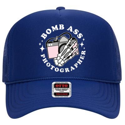 Bomb Ass Photographer Groovy High Crown Mesh Back Trucker Hat