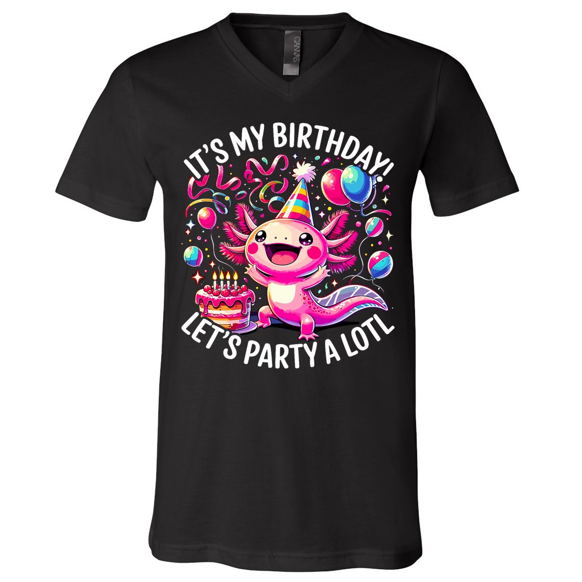 Birthday Axolotl PartyBirthday Axolotl Party  V-Neck T-Shirt