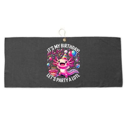 Birthday Axolotl PartyBirthday Axolotl Party  Large Microfiber Waffle Golf Towel