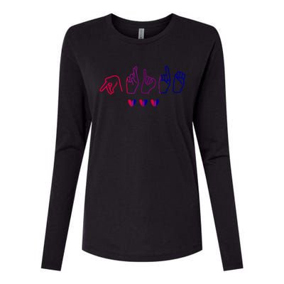 Bisexual ASL Pride Bi Sign Langauge Bisexuality Outfit Womens Cotton Relaxed Long Sleeve T-Shirt