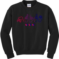 Bisexual ASL Pride Bi Sign Langauge Bisexuality Outfit Kids Sweatshirt