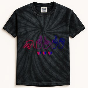 Bisexual ASL Pride Bi Sign Langauge Bisexuality Outfit Kids Tie-Dye T-Shirt