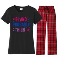 Bi And Probably High Bisexual Pothead Weed Weed Lovers Gift Women's Flannel Pajama Set