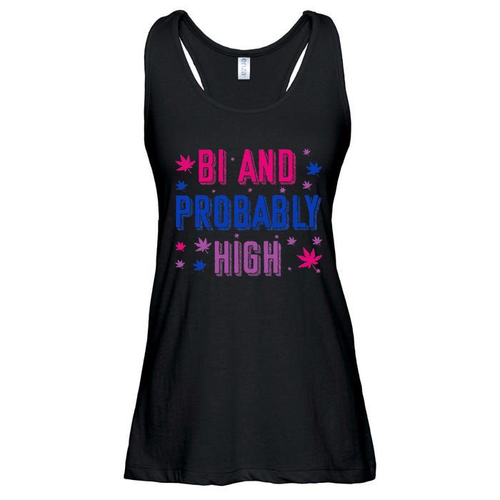 Bi And Probably High Bisexual Pothead Weed Weed Lovers Gift Ladies Essential Flowy Tank