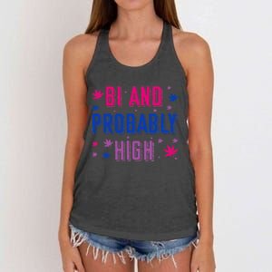 Bi And Probably High Bisexual Pothead Weed Weed Lovers Gift Women's Knotted Racerback Tank