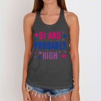 Bi And Probably High Bisexual Pothead Weed Weed Lovers Gift Women's Knotted Racerback Tank