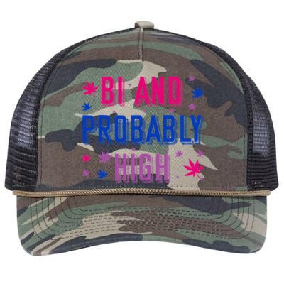 Bi And Probably High Bisexual Pothead Weed Weed Lovers Gift Retro Rope Trucker Hat Cap