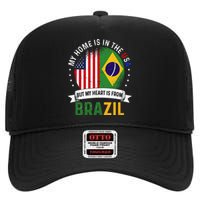 Brazilian American Patriot Heart is from Brazil Flag High Crown Mesh Back Trucker Hat