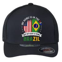 Brazilian American Patriot Heart is from Brazil Flag Flexfit Unipanel Trucker Cap