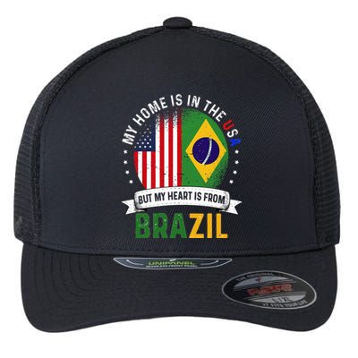 Brazilian American Patriot Heart is from Brazil Flag Flexfit Unipanel Trucker Cap