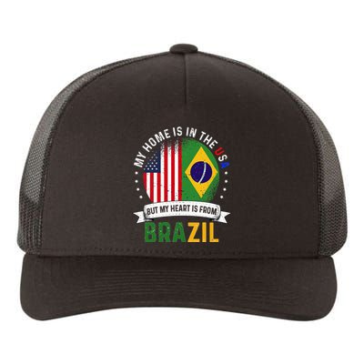 Brazilian American Patriot Heart is from Brazil Flag Yupoong Adult 5-Panel Trucker Hat