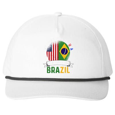 Brazilian American Patriot Heart is from Brazil Flag Snapback Five-Panel Rope Hat