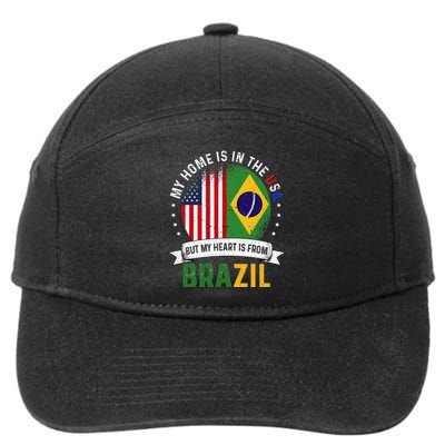 Brazilian American Patriot Heart is from Brazil Flag 7-Panel Snapback Hat