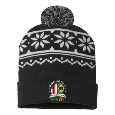 Brazilian American Patriot Heart is from Brazil Flag USA-Made Snowflake Beanie