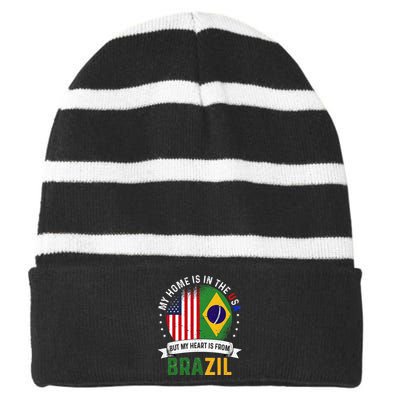 Brazilian American Patriot Heart is from Brazil Flag Striped Beanie with Solid Band