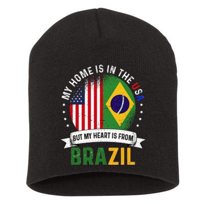 Brazilian American Patriot Heart is from Brazil Flag Short Acrylic Beanie