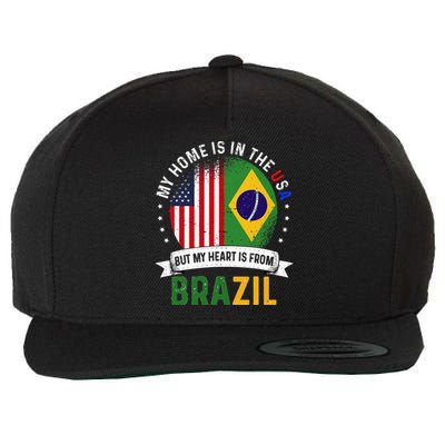 Brazilian American Patriot Heart is from Brazil Flag Wool Snapback Cap