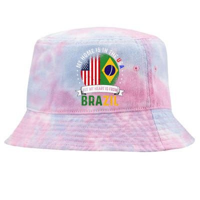 Brazilian American Patriot Heart is from Brazil Flag Tie-Dyed Bucket Hat