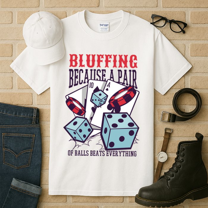 Bluffing A Pair Of Balls Beats Everything Funny Poker Tall T-Shirt
