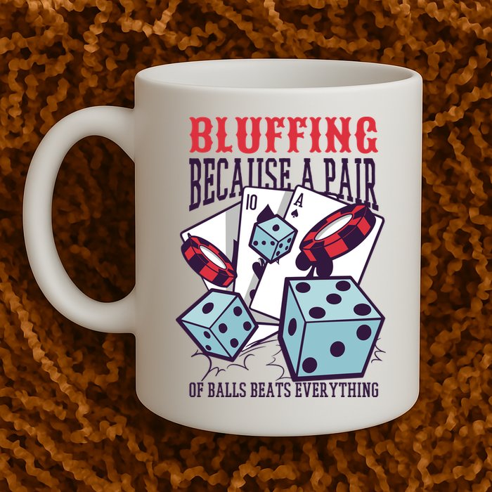 Bluffing A Pair Of Balls Beats Everything Funny Poker Mug