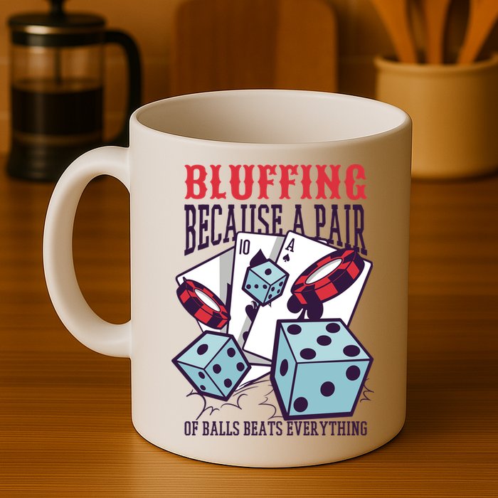 Bluffing A Pair Of Balls Beats Everything Funny Poker Mug
