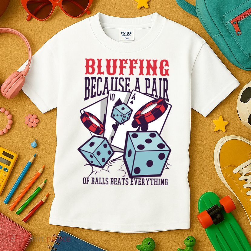 Bluffing A Pair Of Balls Beats Everything Funny Poker Kids T-Shirt