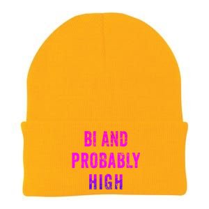 Bi And Probably High Bisexual Pothead Weed 420 Saying Meme Knit Cap Winter Beanie