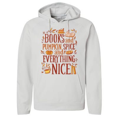 Books And Pumpkin Spice Fall Performance Fleece Hoodie