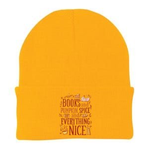 Books And Pumpkin Spice Fall Knit Cap Winter Beanie