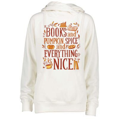 Books And Pumpkin Spice Fall Womens Funnel Neck Pullover Hood