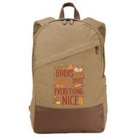 Books And Pumpkin Spice Fall Cotton Canvas Backpack