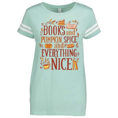 Books And Pumpkin Spice Fall Enza Ladies Jersey Football T-Shirt