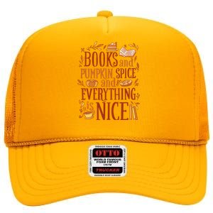 Books And Pumpkin Spice Fall High Crown Mesh Back Trucker Hat