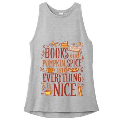 Books And Pumpkin Spice Fall Ladies PosiCharge Tri-Blend Wicking Tank