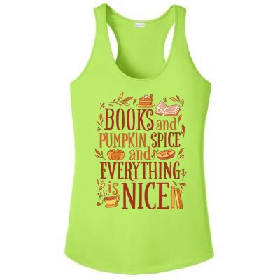 Books And Pumpkin Spice Fall Ladies PosiCharge Competitor Racerback Tank